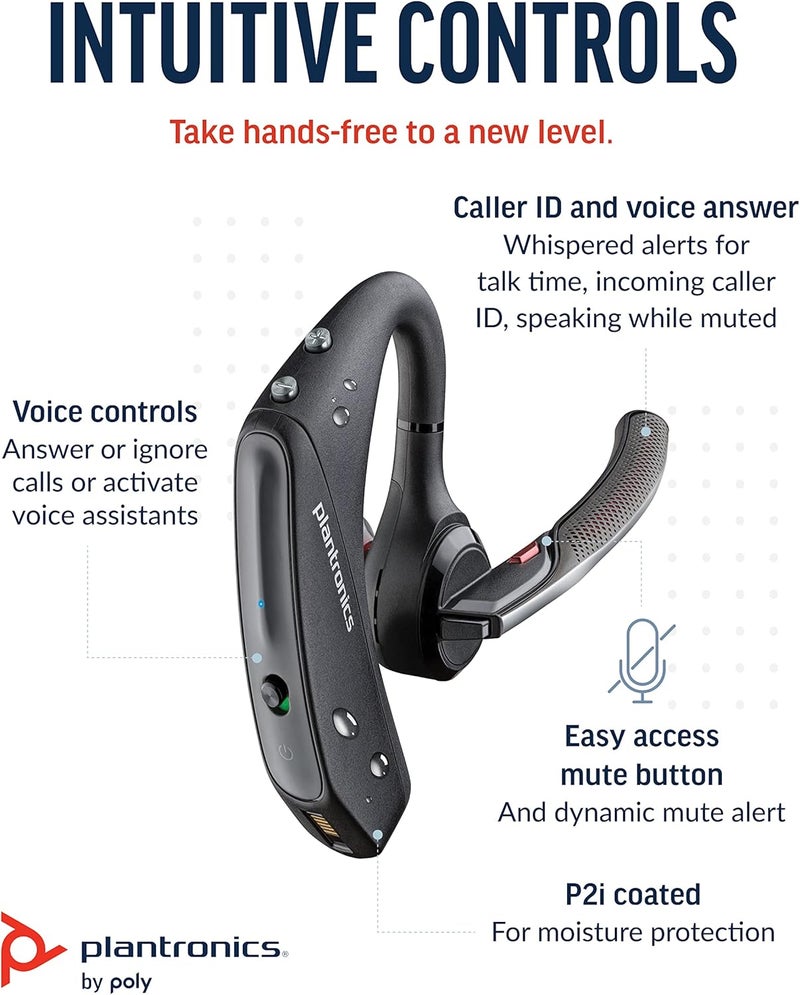 Poly Voyager 5200 UC Wireless Headset & Charging Case (Plantronics) - Single-Ear Headset w/Noise-Canceling Mic - Connect Mobile/Mac/PC via Bluetooth - Works w/Teams, Zoom - Image 3